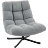 HOMCOM Poltrona da salotto senza braccioli, girevole, in tessuto di ciniglia impermeabile, seduta ampia, 75 x 95 x 90 cm, Grigio | Aosom Italy