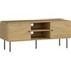 HOMCOM Mobile TV, con 2 ante, 2 scomparti aperti, piedi in acciaio, 120x40x50cm, Rovere | Aosom Italy