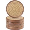 Eykao - Sottobicchieri in legno per bevande, assorbenti, set di 5, sottobicchieri in tessuto per tavolino da caffè, regalo di inaugurazione della casa, decorazione per la casa in campagna, 10,2 cm