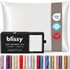 BLISSY Federa in 100% pura seta di gelso, 22 momme, 6A, fibre di alta qualità, federa in raso per capelli e pelle, regolare, queen e king size, con cerniera nascosta, traspirante, bianca