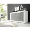 Web Convenienza Madia con 3 Ante e Made in Italy - Credenza Contenitore Collezione Basic per Soggiorno Cucina Ingresso Sala da Pranzo Mobile Design moderno originale Bianco e Cemento