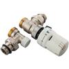Ercos Kit termostatico Ercos con valvola termostatica e detentore a squadra allacci 3/8" m per radiatori SKVAT7