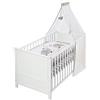 roba Lettino Completo 70 x 140 cm Jumbotwins, Legno Bianco, Con Federa, Copripiumino, Materasso, Baldacchino, Trasformabile in Letto Junior