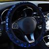 Duories Coprivolante universale per auto, 37-38 cm, antiscivolo, con fiocchi di neve lucidi, per volante, glitterato, accessorio decorativo per auto, per donne, donne, ragazze, blu