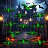 TISMHGKU Decorazioni Halloween, 12 Pezzi Decorazione Pipistrello Luminoso, Fosforescenti Pipistrello Spaventosi, Pipistrelli Luminosi Halloween per Decorazioni di Halloween Cortile Prato Portico