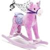 BAKAJI Cavallo a Dondolo Unicorno Rosa con Effetti Sonori Realistici Legno e Peluche