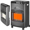 BAKAJI Stufa a Gas Pieghevole Bombola GPL Slim 15 Kg In Metallo Nero 3 Potenze 4 Ruote