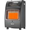 BAKAJI Stufa a Gas Portatile 2in1 in Metallo Nero Termostufa Infrarossi 3 elementi GH09