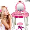 BAKAJI Specchiera Make Up Per Bambina Con Luci Suoni Asciugacapelli Reale E Sgabello
