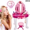 BAKAJI Specchiera Make Up Per Bambina Con Luci Suoni Asciugacapelli Reale E Sgabello