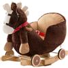 BAKAJI Cavallo a dondolo in legno con ruote Poni Cavalluccio Poltroncina Marrone Scuro