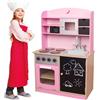 BAKAJI Cucina Legno Giocattolo per Bambini con Anta e Cassetti Lavagna 60x30x90cm Rosa