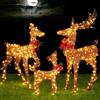 BAKAJI Famiglia 3 Renne Luminose di Natale 600 LED Bianco Caldo Intreccio Corda Esterno