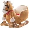 BAKAJI Cavallo a dondolo in legno con ruote Poni Cavalluccio Poltroncina Marrone Chiaro