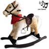 BAKAJI Cavallo a Dondolo Beige Con Suoni Realistici Legno e Peluche Bambini Infanzia