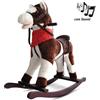 BAKAJI Cavallo a Dondolo Con Effetti Sonori Realistici Legno e Peluche Bambini Infanzia