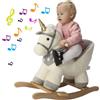 BAKAJI Unicorno Dondolo Cavalluccio Cavalcabile Peluche Bambini con Effetti Sonori Beig