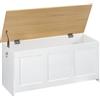 HOOBRO Cassapanca Portaoggetti da 100 cm con Cerniere di Sicurezza, Scatola Contenitore con Coperchio Ribaltabile, per Ingresso, Camera da Letto, Soggiorno, Bianco e Colore Legno Naturale EWN141CW01