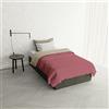 Italian Bed Linen Piumone Invernale Letto Piazza e Mezza 200x200, Doubleface, Piumino imbottito 200 gr Made in Italy, Esterno in Microfibra, Malva/Crema