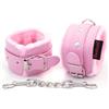 BONDAGERIE® Manette rosa per coppia pelose, in Ecopelle, regolabili