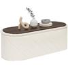 PINPLUS Panca Contenitore con Coperchio Imbottito, Ovale e Pieghevole, in Tessuto Boucle, come Poggiapiedi per Soggiorno e Camera, 110x38x38 cm, Bianco