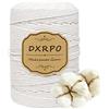 DXRPO Filato macramè, 2 mm x 220 m, Filato di Cotone macramè, per Fai da Te, macramè, fioriera per Fiori macramè, Decorazione Natalizia, Regali per buoni Amici, Piante, Decorazione Boho(Bianco)