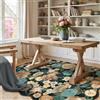 HUGEAR Nero Tappeto Salotto 80x150cm Camera da Pranzo Antiscivolo Tappeti Lavabile In Lavatrice Carpet Moderno Motivo Floreale Esterno Pelo Corto Misure Grandi Cameretta Sala Rug