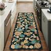 HUGEAR Nero Tappeto Cucina 60x240cm Tappeti Corridoio Passatoia Scendiletto Antiscivolo Lavabile Moderno Motivo Floreale Lungo Rettangolare Pelo Corto Rug