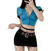 SNOMYRS Costume da poliziotto da donna, per cosplay, lingerie, sexy da polizia, costume da crop top mini Kirt con cappello