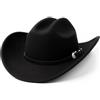 Zylioo S/M/L/XL/XXL Cowboy Wide Brim Feltro Cappelli Mens Big Heads Western Fedora Hat con fibbia per cintura, Corona stile Black-Fedora, M