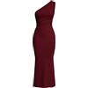 SweatyRocks Abito da donna elegante maxi abito lungo a matita Bodycon Fishtail abito increspato con scollo asimmetrico, bordeaux, L