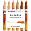 Molotow One4All 127HS - Set di 6 pennarelli acrilici in legno (spessore del tratto: 2,0 mm, altamente coprenti e permanenti, ad asciugatura rapida, ricaricabili, per quasi tutte le superfici, 6 pezzi