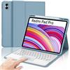 IVEOPPE Cover Redmi Pad Pro 12.1 con Tastiera Touchpad, XIAOMI Poco Pad Custodia con Tastiera Trackpad Italiano Bluetooth Staccabile per Xiaomi Redmi Pad Pro 12.1 2024, Blu Nebbioso