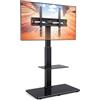 PERLEGEAR supporto TV da pavimento per TV da 30-70 pollici fino a 50 kg con inclinazione, 4 altezze di colonna, supporto TV con ripiano e base in vetro temperato, Max VESA 600x400mm, PGFS15