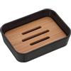 Feridras Portasapone nero effetto legno | Bamboo