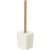 Feridras Portascopino bianco effetto legno con manico in bambù | Bamboo