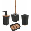 Feridras Set completo 4 accessori bagno nero effetto legno | Bamboo