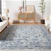Livabliss Marrakech - Tappeto vintage per soggiorno, 160 x 216 cm, camera da letto, stile scandinavo neutro, stile tradizionale bohémien, facile da pulire, grande, colore: bianco naturale e blu