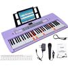 Funtaki Pianoforte digitale portatile a 61 tasti, pianoforte elettronico con tasti illuminati e supporto musicale, mini tastiera per bambini e adulti, tastiera digitale Viola