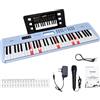 Funtaki Pianoforte elettronico a 61 tasti per adulti con tasti luminosi, pianoforte digitale a 61 tasti compatti - perfetto pianoforte per principianti blu