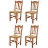 t m c s Tommychairs - Set 4 sedie modello Silvana per cucina bar e sala da pranzo, robusta struttura in legno di faggio color ciliegio e seduta in paglia