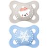 Mam Winter Edition Original Succhietto in Silicone 2-6 Mesi colori Grigio e Celeste, 2 succhietti