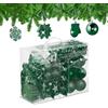 Relaxdays Palline di Natale, Set 100 Addobbi Natalizi, Palle Opache, Lucide, Glitter, 10 Design Diversi, Plastica, Verde