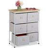 Relaxdays Cassettiera Camera da Letto, Comò 6 Cassetti in Tessuto, HLP: 73x60x32 cm, Struttura Acciaio, Grigio Chiaro, 40% Poliestere