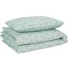 Amazon Basics Set Letto Bambini 100% Cotone Biologico, Copripiumino Reversibile 100 x 135 cm & Federa 40 x 60 cm per Lettino, Cani a Pois Verde Menta