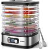 YASHE Essiccatore Alimentare 8 Vassoi, Tempo e Temperatura Regolabili 72H, Include Griglie a Rete, Vassoio per Rotoli di Frutta e Pinza Inox per Jerky, Frutta, Carne, Verdure, Erbe, Senza BPA