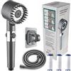 SSEHCWAN Soffione doccia con filtro, doccia con tubo doccia doccia a risparmio idrico doccetta ad alta pressione 3 1 tipi di getto doccia regolabile per acqua residua, acqua dura, metallo pesante