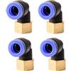 ANGEEK set da 4 pezzi, 10 mm - 3/8, raccordi pneumatici a gomito a 90° con filettatura interna PT, adatti per il collegamento rapido di tubi flessibili, accessori compressori d'aria