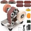 SI FANG Mini Levigatrice a Nastro elettrico Kit di affilatura Coltello, Piccola Smerigliatrice da banco, 7 Velocità regolabili, Per la Lavorazione del legno e del metallo, Gioielleria Artigianato