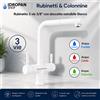Rubinetto 3 Vie Bianco con Doccetta Estraibile 3/8